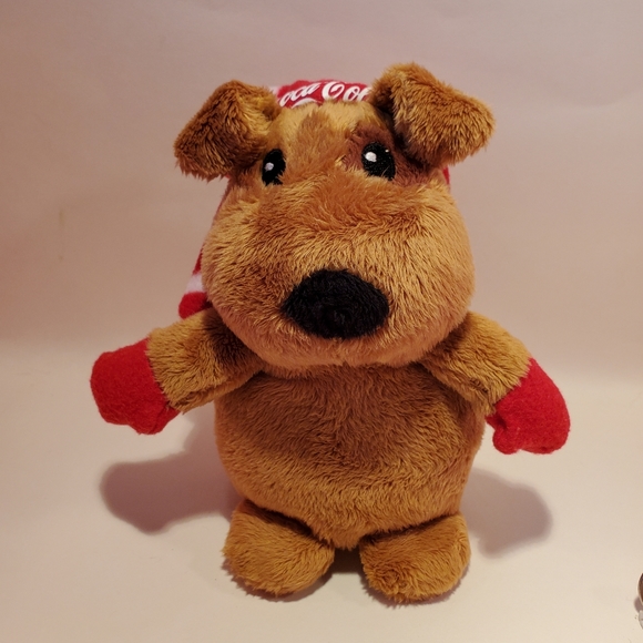 Coca Cola Plush Puppy Dog Winter Stuffed Animal Christmas Holiday Coke - Picture 3 of 5